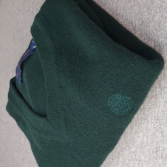 Vintage Wm H Leishman Dark Hunter Green 100% Lambs Wool V-Neck Sweater Size XL - Picture 8 of 9